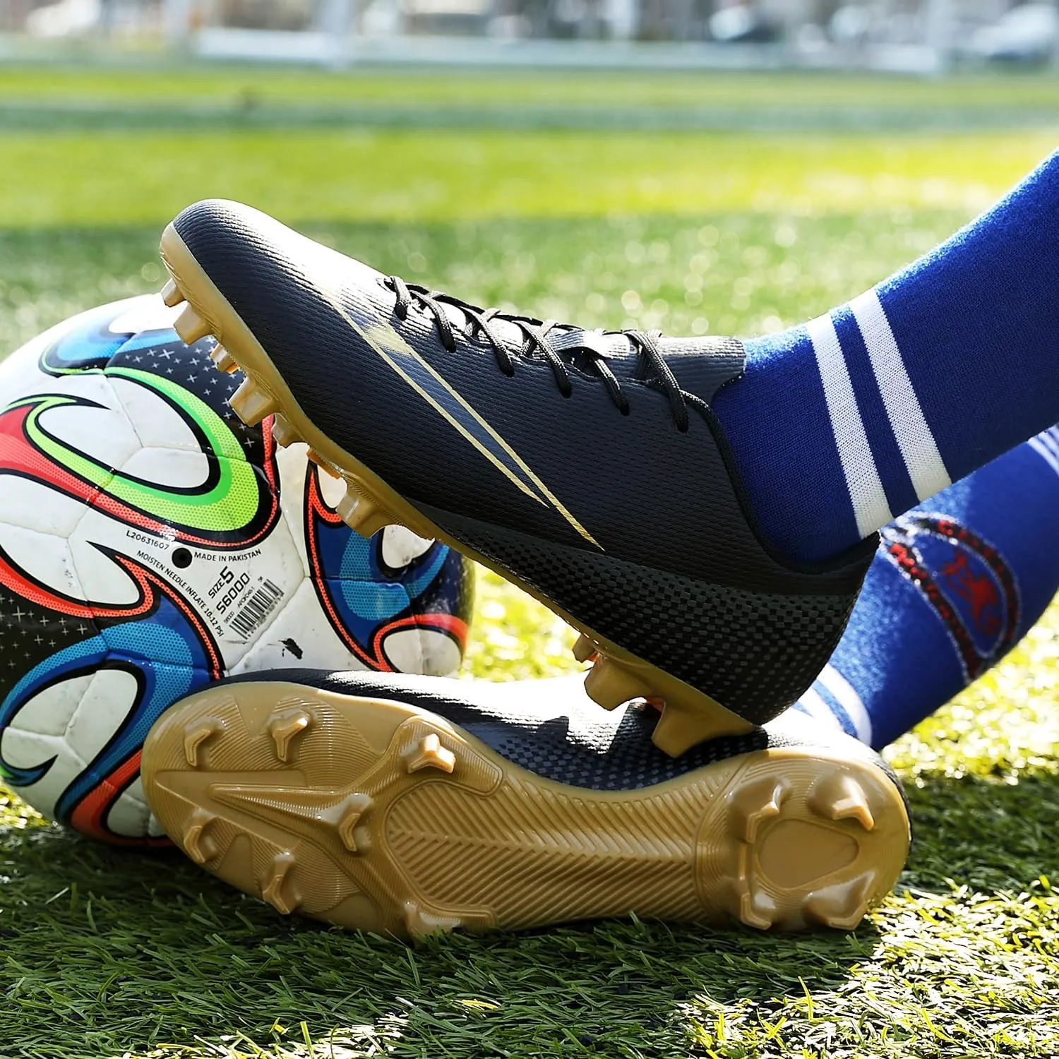 WANMEIL Unisex Football Soccer Shoe Big Kids Youth Outdoor Firm Ground Soccer Cleats