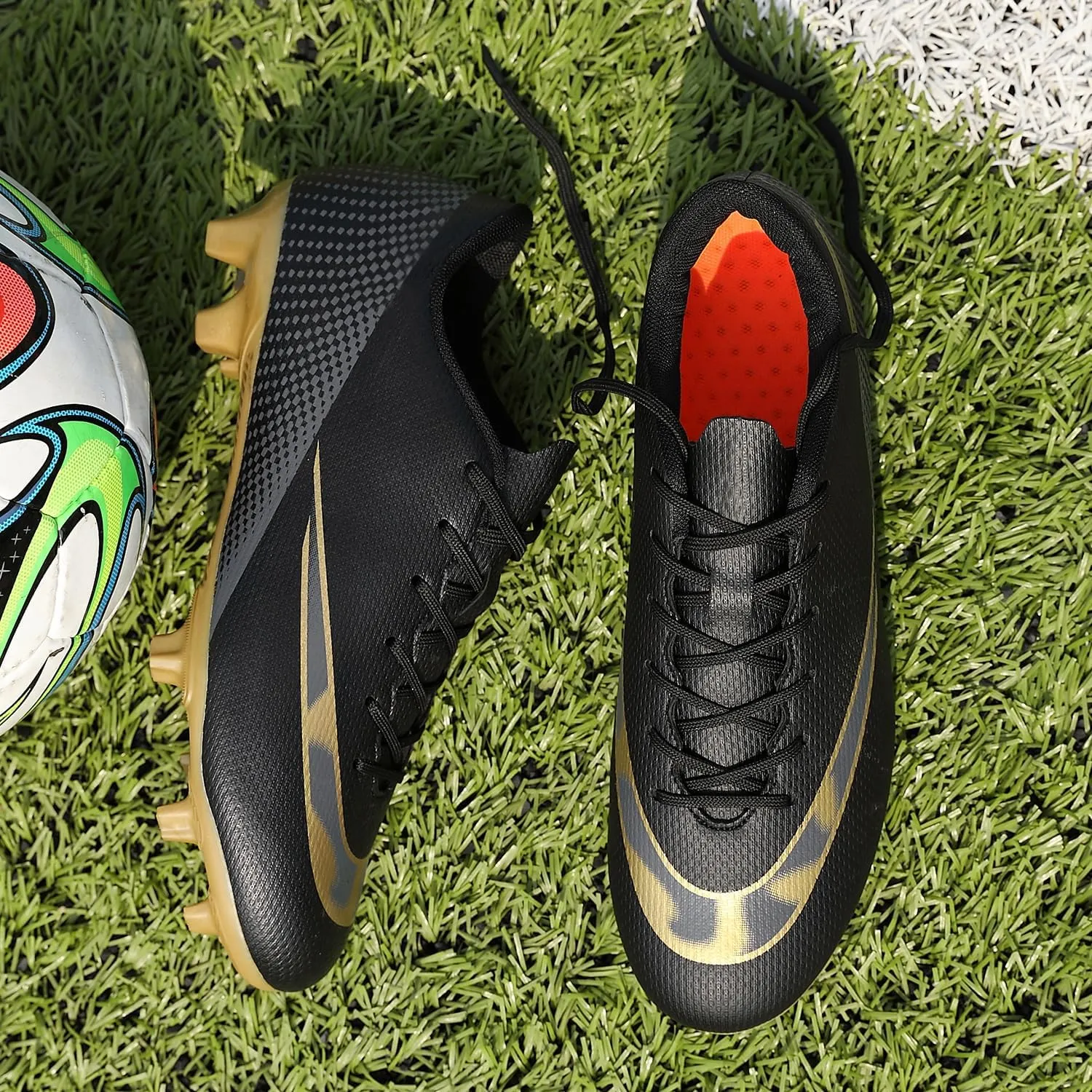 WANMEIL Unisex Football Soccer Shoe Big Kids Youth Outdoor Firm Ground Soccer Cleats