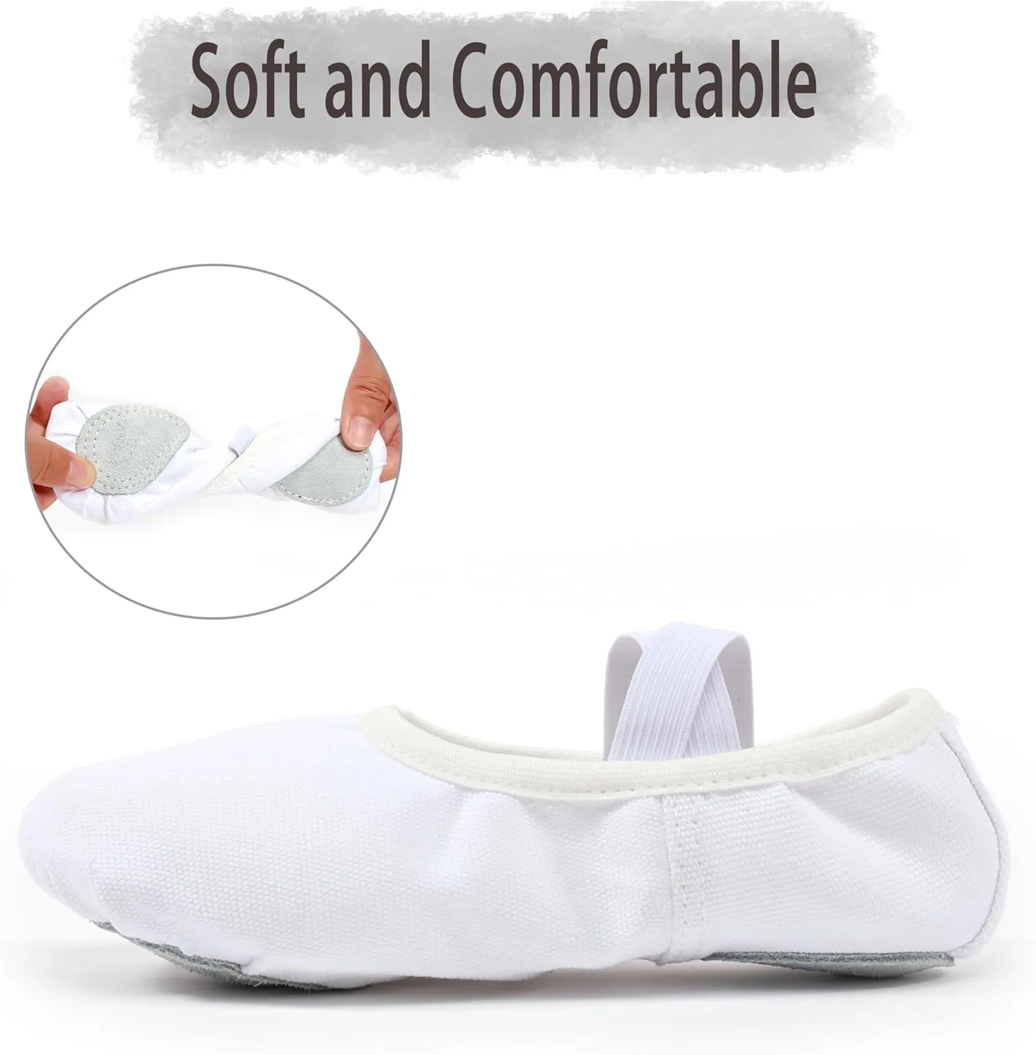 White Ballet Shoes Girls Canvas Dance Shoes Stretch Split Sole Ballet Slippers Flats for Perform Dance Yoga