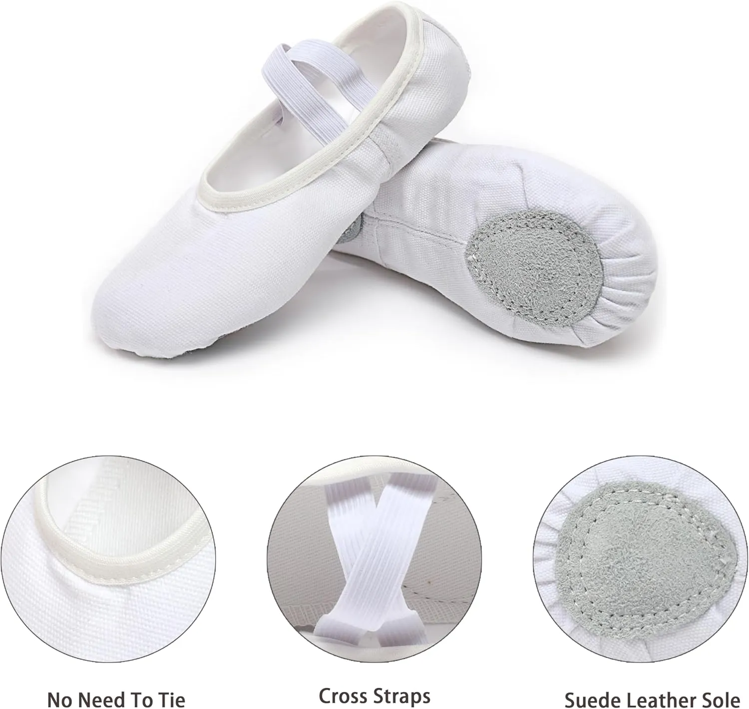 White Ballet Shoes Girls Canvas Dance Shoes Stretch Split Sole Ballet Slippers Flats for Perform Dance Yoga