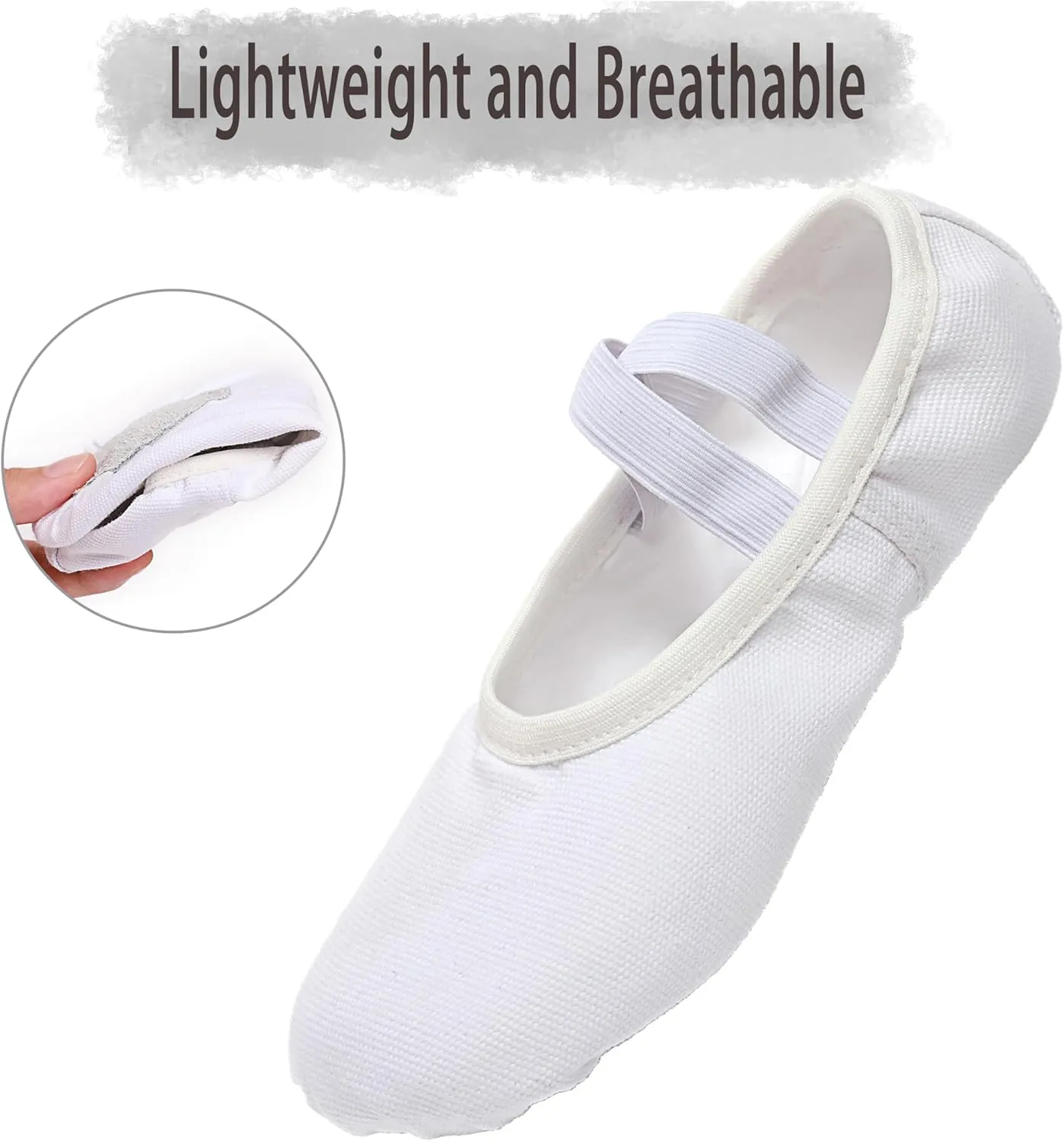 White Ballet Shoes Girls Canvas Dance Shoes Stretch Split Sole Ballet Slippers Flats for Perform Dance Yoga