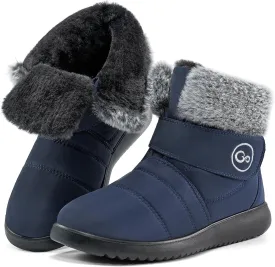 Women Snow Boots Winter Shoes With Hook Loop Comfortable Fur Lined Boots for Women Waterproof Slip On Booties Warm Anti Slip Shoes