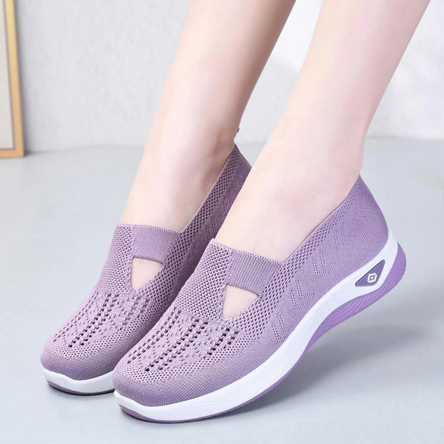 Women's Casual Sneakers  Lightweight & Breathable Mesh Slip-On Walking Shoes, Easy to Wear, Anti-Slip Sole, Perfect for Work, Travel & Everyday Comfort