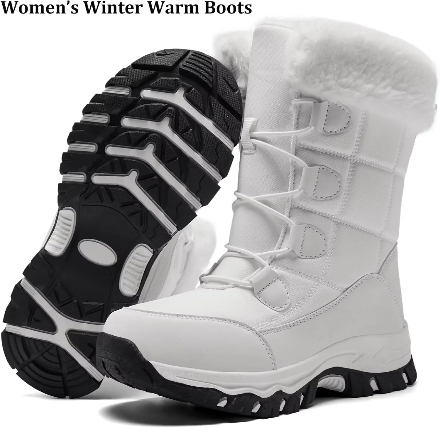Women's Warm Winter Boots Waterproof Comfortable Snow boots for Cold Weather Mid Calf Insulated shoes