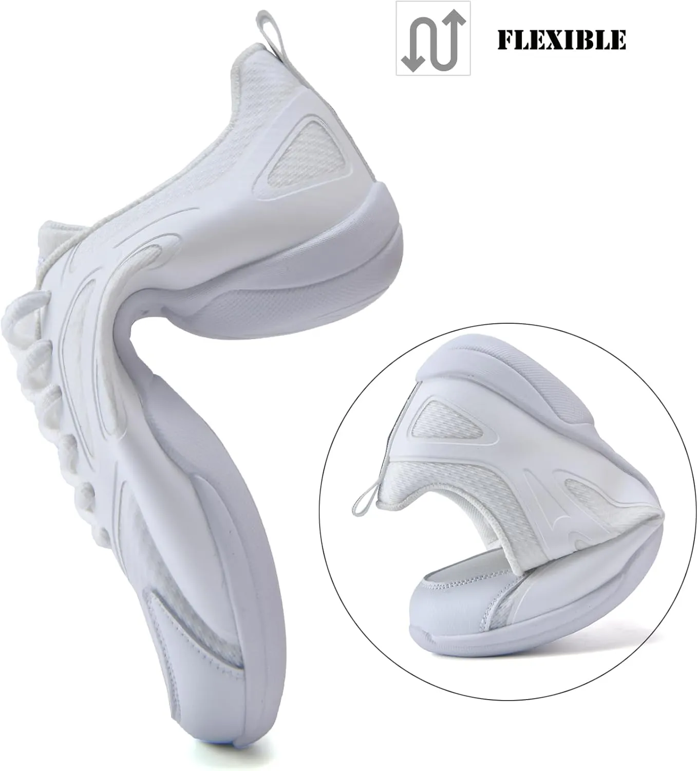 WUIWUIYU Youth Girls Cheer Shoes White Cheerleading Dance Shoes Athletic Training Tennis Walking Competition Sneakers