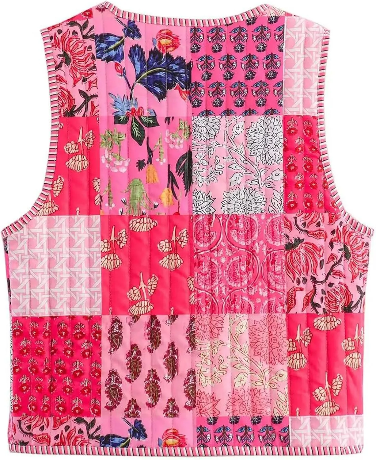 Wyeysyt Women's Cropped Floral Quilted Puffer Vest Printed Lightweight Sleeveless Padded Gilet Outwear